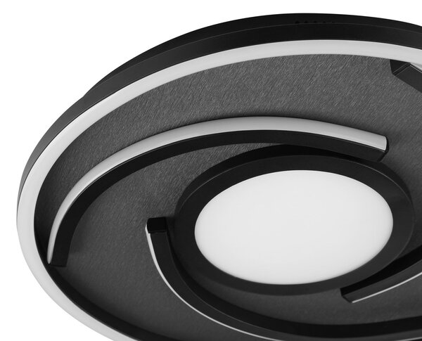 Brilliant LED stropna svetilka Hardy, Ø 35 cm, črna mat, kovina/tkanina, Črna, Dnevna soba / jedilnica, Tkanine / tekstil, Sodobni