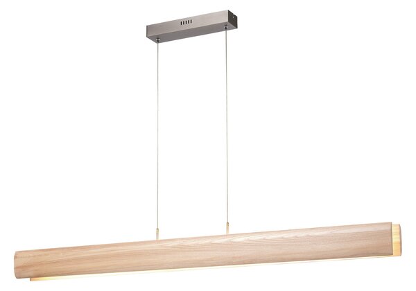 Brilliant LED obesna svetilka Monterra, dolžina 100 cm, svetlo rjava, les, zatemnjen, Les, Dnevna soba / jedilnica, Les