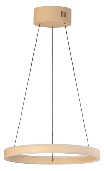 FISCHER & HONSEL LED obesna svetilka Silvio, Ø 50 cm, peščena barva, kovina, CCT,, zatemnjen, Bež, Dnevna soba / jedilnica, Kovina, Sodobni