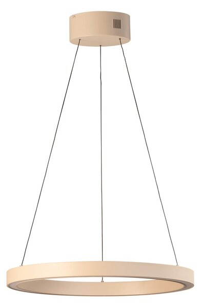 FISCHER & HONSEL LED obesna svetilka Silvio, Ø 60 cm, peščena barva, kovina, CCT, zatemnjen, Bež, Dnevna soba / jedilnica, Kovina, Sodobni