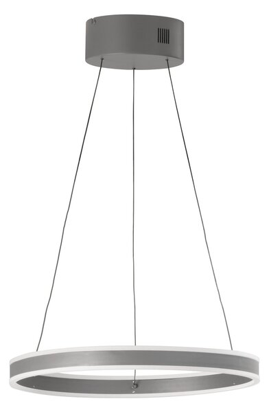 FISCHER & HONSEL LED obesna svetilka Silvio, Ø 50 cm, pesek siva, kovina, CCT,, zatemnjen, Siva, Dnevna soba / jedilnica, Kovina, Sodobni