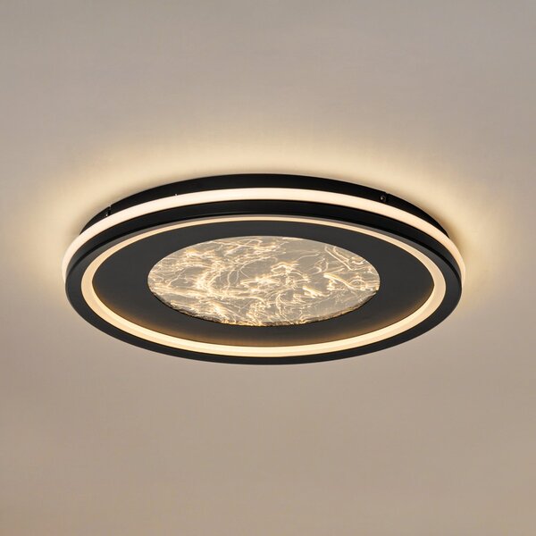 Lucande LED stropna svetilka Tillian, črna/zlata, 50 cm, z možnostjo zatemnitve, zatemnjen, Črna, Dnevna soba / jedilnica, Kovina, Sodobni