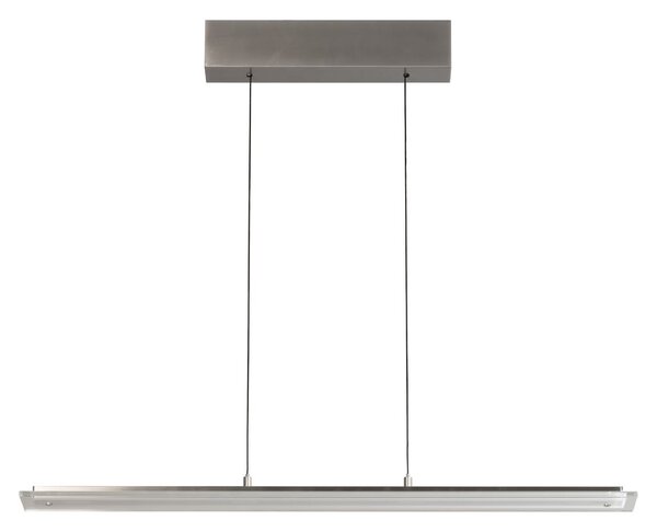FISCHER & HONSEL LED obesna svetilka Torvi, dolžina 135 cm, nikljevo-bela, CCT, zatemnjen, Kovinska, Dnevna soba / jedilnica, Kovina, Sodobni