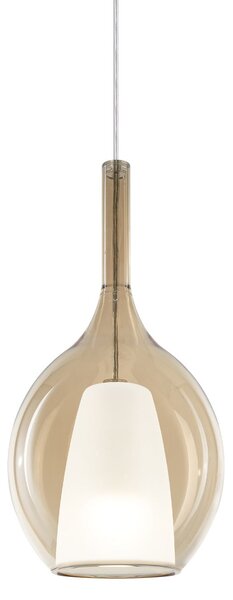 IDEAL LUX Ideal Lux obesna svetilka Kalique 2, jantarne barve, Ø 18 cm, zatemnjen, Bež, Dnevna soba / jedilnica, Plastika, Sodobni
