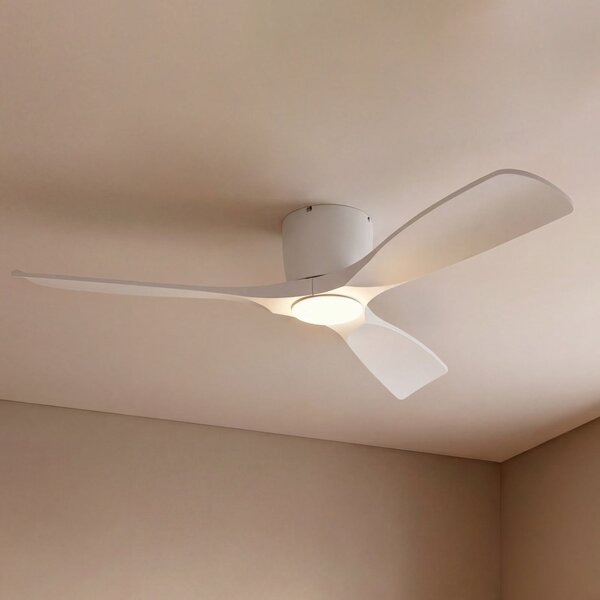 Lucande pametni LED stropni ventilator Moneno, bel, DC, Tuya, zatemnjen, Bela, Dnevna soba / jedilnica, Kovina, Sodobni