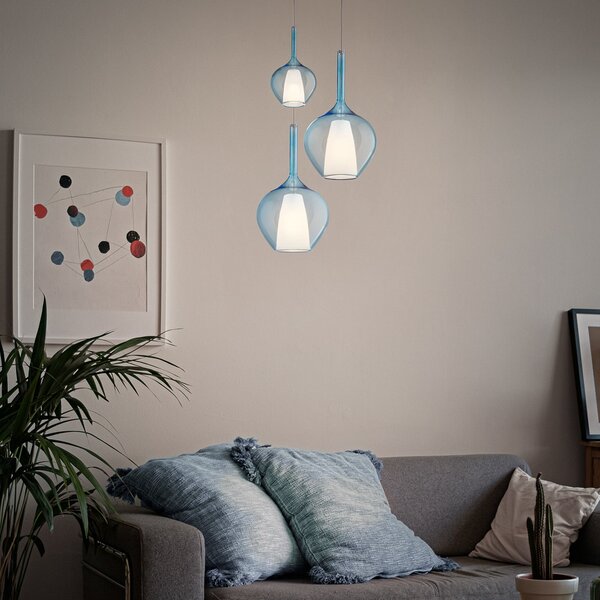 IDEAL LUX Ideal Lux obesna svetilka Kalique 1, modra, Ø 18 cm, plastika, zatemnjen, Modra, Dnevna soba / jedilnica, Plastika, Sodobni