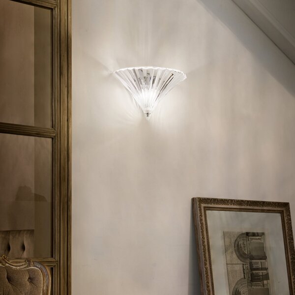IDEAL LUX Ideal Lux stenska svetilka Santa, širina 39 cm, prozorna, steklo, Prozorna, Dnevna soba / jedilnica, Steklo