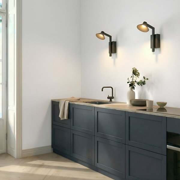 Lucande LED stenska svetilka Steve, črna, 24 cm, USB, z možnostjo zatemnitve, zatemnjen, Črna, Dnevna soba / jedilnica, Kovina, Sodobni