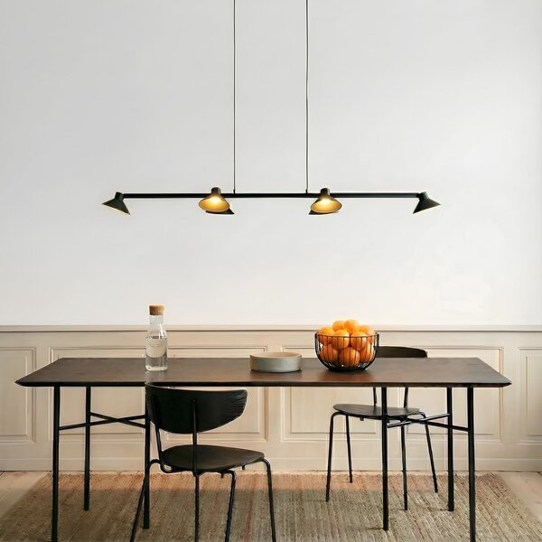 Lucande LED viseča svetilka Steve, črna, 113 cm, 6-stopenjska, z možnostjo, zatemnjen, Črna, Dnevna soba / jedilnica, Kovina, Sodobni