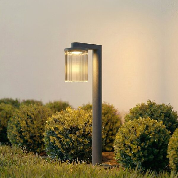 Lucande LED-svetilka Beelia, antracit, 60 cm, rebrasta, Črna, Aluminij, Sodobni