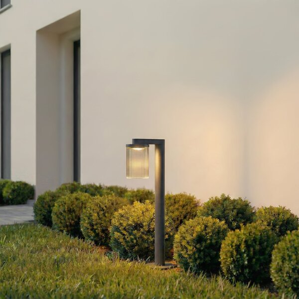 Lucande LED-svetilka Beelia, antracit, 60 cm, rebrasta, Črna, Aluminij, Sodobni