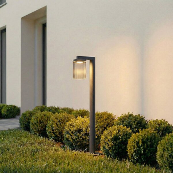 Lucande LED-svetilka Beelia, antracit, 90 cm, rebrasta, Črna, Aluminij, Sodobni