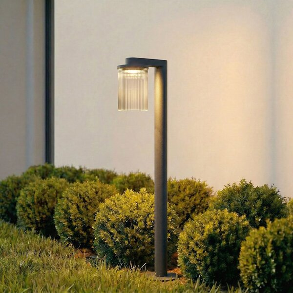 Lucande LED-svetilka Beelia, antracit, 90 cm, rebrasta, Črna, Aluminij, Sodobni