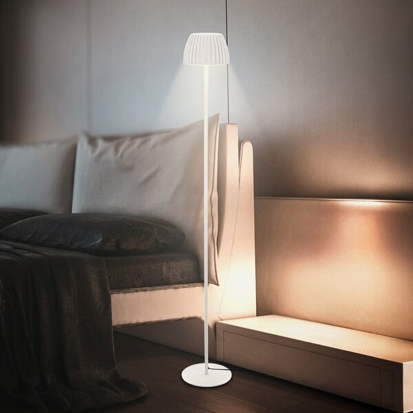 Briloner LED-stojna svetilka Loca, staro bela, višina 123 cm, plastika/kovina, zatemnjen, Bela, Dnevna soba / jedilnica, Kovina, Sodobni
