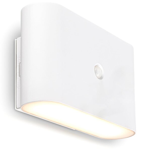 Briloner LED stenska svetilka na baterije Chat, bela, 16 cm, plastika, senzor, Bela, Dnevna soba / jedilnica, Plastika, Sodobni, Stenska kotna