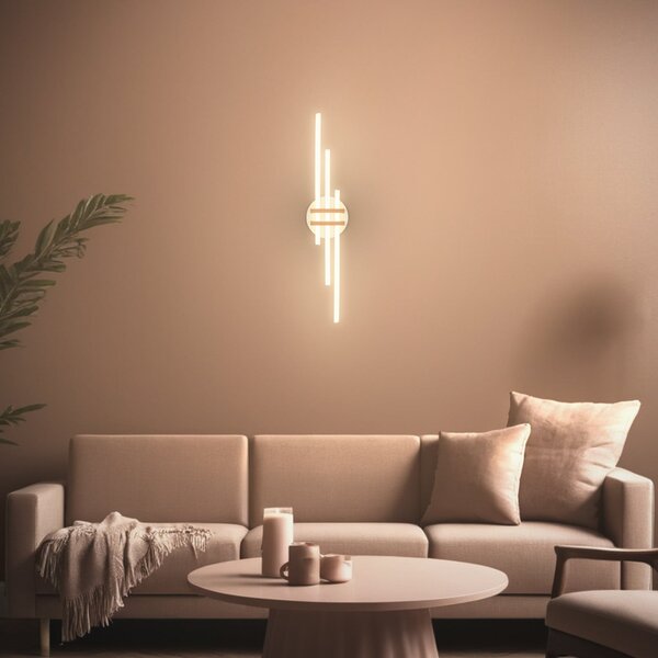 Briloner LED stropna svetilka Tinka, svetlo siva/rjava, dolžina 78 cm, Siva, Dnevna soba / jedilnica, Kovina, Sodobni