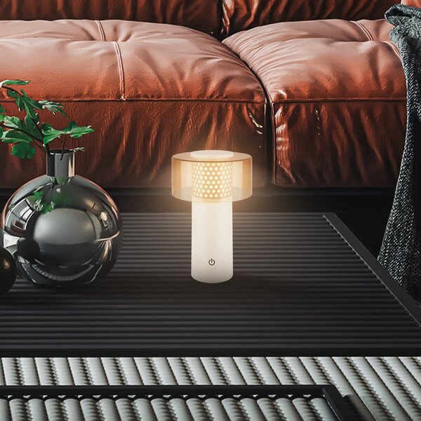 Briloner LED namizna svetilka na baterije Brilo unplugged Gila, rjava/siva, 21 cm, zatemnjen, Siva, Kovina, Sodobni