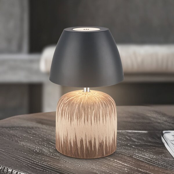Briloner LED namizna svetilka na baterije Brilo unplugged Cera, antracit, 22 cm, zatemnjen, Les, Keramika, Sodobni