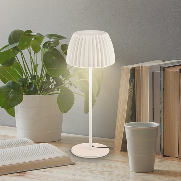 Briloner LED namizna svetilka Loca, staro bela, višina 36 cm, kovina/plastika, zatemnjen, Bela, Dnevna soba / jedilnica, Kovina, Sodobni