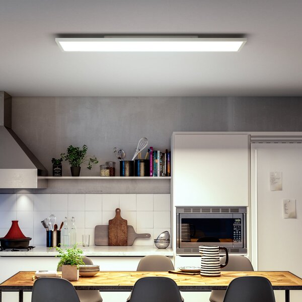 Philips Hue LED-panel White Ambiance Aurelle, 120 x 30 cm, bela, zatemnjen, Bela, Dnevna soba / jedilnica, Kovina, Sodobni