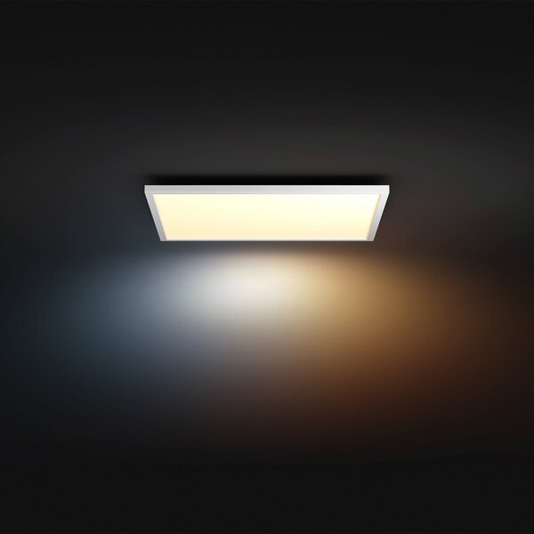 Philips Hue LED-panel White Ambiance Aurelle, 60x60cm, bel, zatemnjen, Bela, Dnevna soba / jedilnica, Kovina, Sodobni