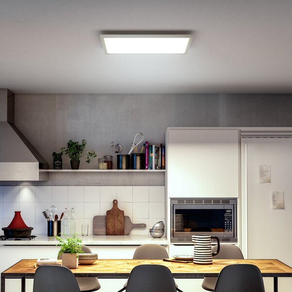 Philips Hue LED-panel White Ambiance Aurelle, 60x60cm, bel, zatemnjen, Bela, Dnevna soba / jedilnica, Kovina, Sodobni