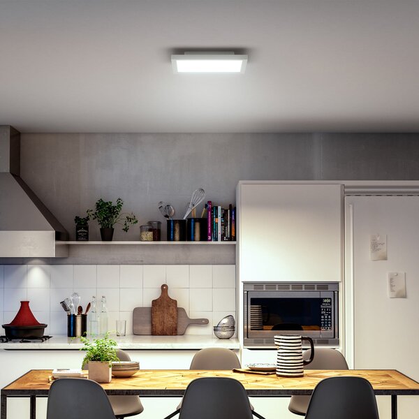 Philips Hue LED-panel White Ambiance Aurelle, 30x30cm, bel, zatemnjen, Bela, Dnevna soba / jedilnica, Kovina, Sodobni