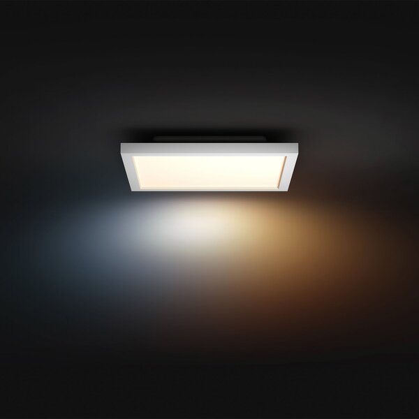 Philips Hue LED-panel White Ambiance Aurelle, 30x30cm, bel, zatemnjen, Bela, Dnevna soba / jedilnica, Kovina, Sodobni