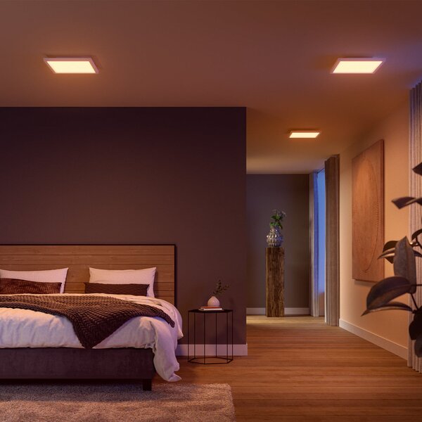 Philips Hue LED-panel White & Color Ambiance Surimu, 30x30cm, zatemnjen, Bela, Dnevna soba / jedilnica, Aluminij, Sodobni
