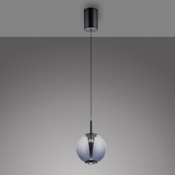 PURE LED-visoka svetilka Infinity, siva/dimno siva, Ø 18 cm, CCT, zatemnjen, Siva, Dnevna soba / jedilnica, Steklo