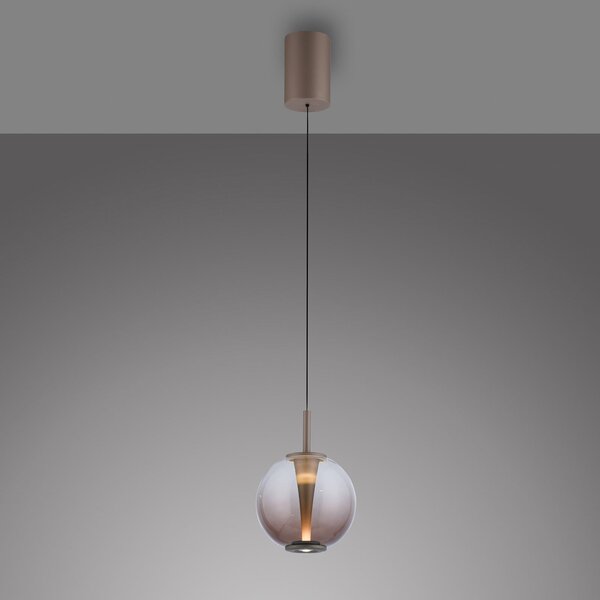 PURE LED-visoka svetilka Infinity, bronasta/jantarna, Ø 18 cm, CCT, zatemnjen, Bronasta / starinska medenina, Dnevna soba / jedilnica, Steklo
