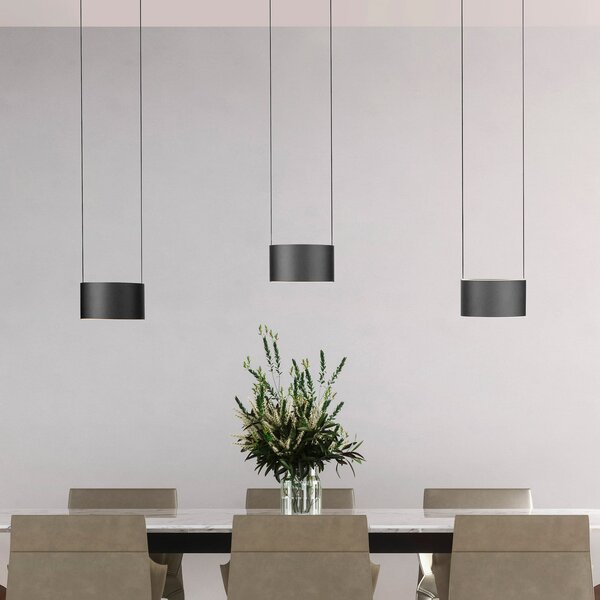 PURE LED-visoka svetilka Clipse, siva, dolžina 110 cm, CCT, 6-žarilna, zatemnjen, Siva, Dnevna soba / jedilnica, Kovina, Sodobni