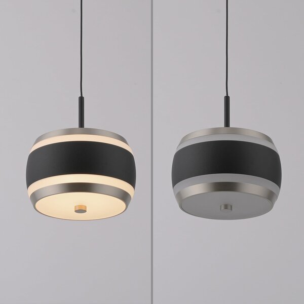PURE LED-visoka svetilka Falling Rings, črna, Ø 13 cm, CCT, zatemnjen, Črna, Dnevna soba / jedilnica, Kovina, Sodobni