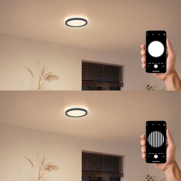 Philips LED stropna svetilka Aio RD črna Ø 30 cm daljinski upravljalnik, zatemnjen, Črna, Hodnik, Kovina, Sodobni