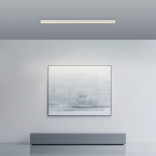 PURE LED stropna svetilka Lines, bela, 110 cm, CCT, daljinski upravljalnik, zatemnjen, Bela, Dnevna soba / jedilnica, Kovina, Sodobni