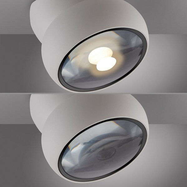 PURE LED-stropni reflektor Move, bel, Ø 12 cm, kovina/steklo, zatemnjen, Bela, Dnevna soba / jedilnica, Kovina, Sodobni