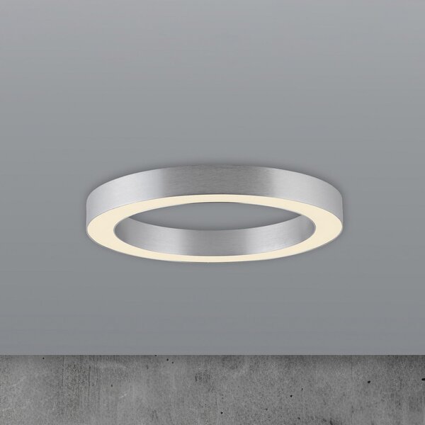 PURE LED-stropna svetilka Lines, premer 35 cm, srebrna barva, CCT, zatemnjen, Kovinska, Dnevna soba / jedilnica, Kovina, Sodobni
