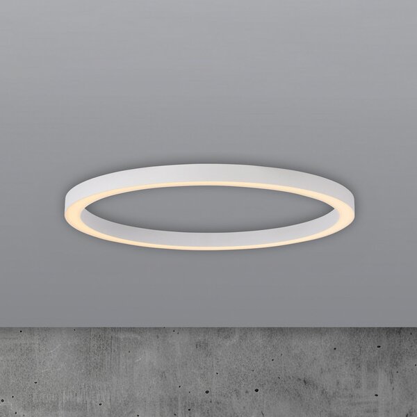 PURE LED-stropna svetilka Lines, premer 70 cm, bela, daljinski upravljalnik za, zatemnjen, Bela, Dnevna soba / jedilnica, Kovina, Sodobni