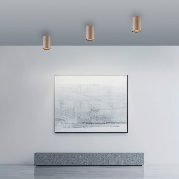 PURE LED-stropna svetilka za kopalnico Point, bronasta, Ø 6 cm, IP44, zatemnjen, Bronasta / starinska medenina, Kopalnica, Kovina, Sodobni