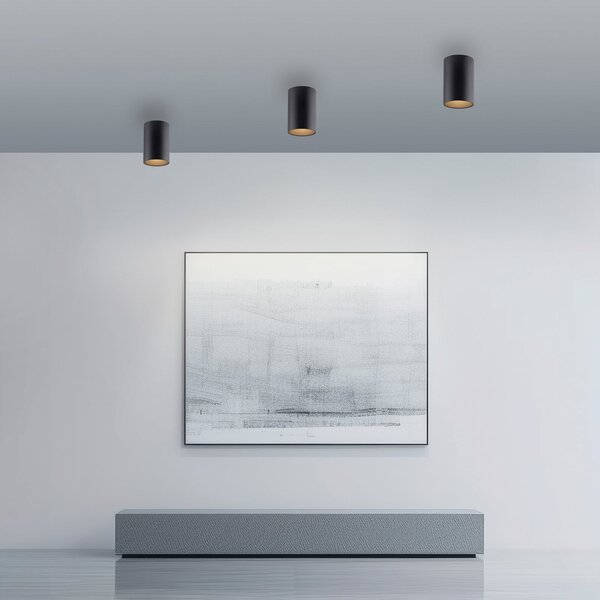 PURE LED-stropna svetilka za kopalnico Point, črna, premer 6 cm, kovina, IP44, zatemnjen, Črna, Kopalnica, Kovina, Sodobni
