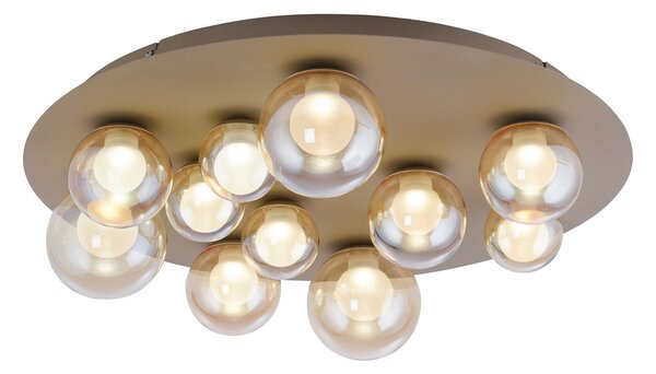 PURE LED-stropna svetilka Popup, bronasta/jantarna, Ø 60 cm, CCT, 11-žarilna, zatemnjen, Bronasta / starinska medenina, Dnevna soba / jedilnica, Kovina