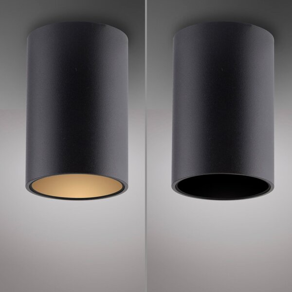 PURE LED-stropna svetilka za kopalnico Point, črna, premer 6 cm, kovina, IP44, zatemnjen, Črna, Kopalnica, Kovina, Sodobni