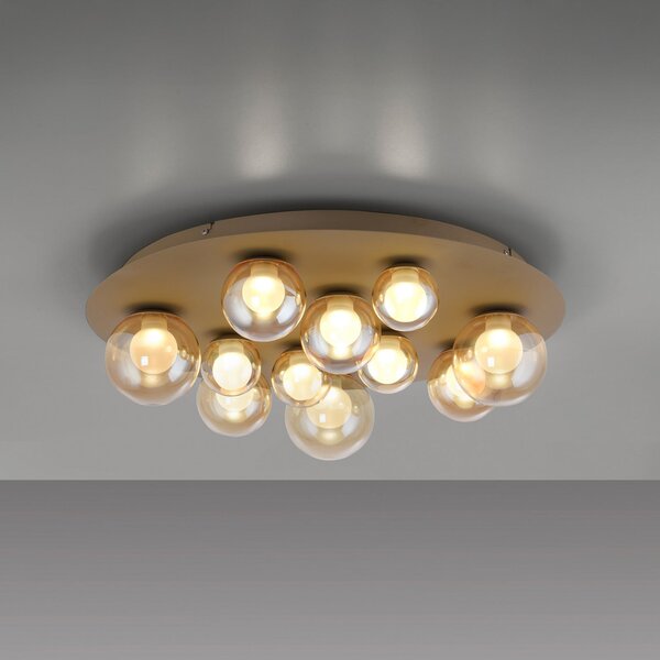 PURE LED-stropna svetilka Popup, bronasta/jantarna, Ø 60 cm, CCT, 11-žarilna, zatemnjen, Bronasta / starinska medenina, Dnevna soba / jedilnica, Kovina