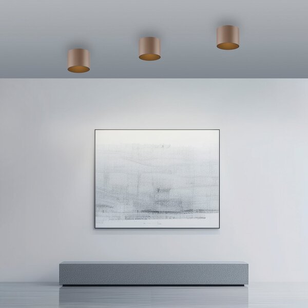 PURE LED-stropna svetilka za kopalnico Point, bronasta, Ø 18 cm, IP44, zatemnjen, Bronasta / starinska medenina, Kopalnica, Kovina, Sodobni