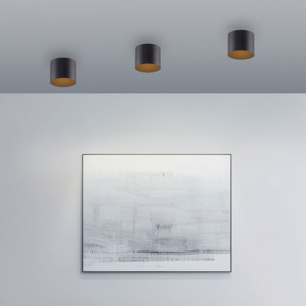 PURE LED-stropna svetilka za kopalnico Point, črna, Ø 18 cm, IP44, zatemnjen, Črna, Kopalnica, Kovina, Sodobni