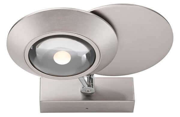 PURE LED-stenna svetilka Oculis, srebrna, 30 cm, železo, 2-žarilna, zatemnjen, Kovinska, Dnevna soba / jedilnica, Kovina, Sodobni