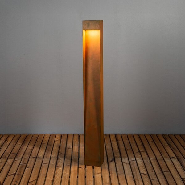 Konstsmide LED-svetilka Rho, barva rjava, višina 100 cm, kovina, IP54, zatemnjen, Rjava / rjasta, Aluminij