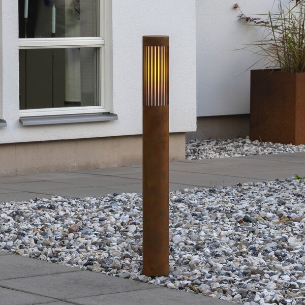 Konstsmide Stojna svetilka Pistoia, barva rja, višina 95 cm, kovina, IP54, zatemnjen, Rjava / rjasta, Aluminij