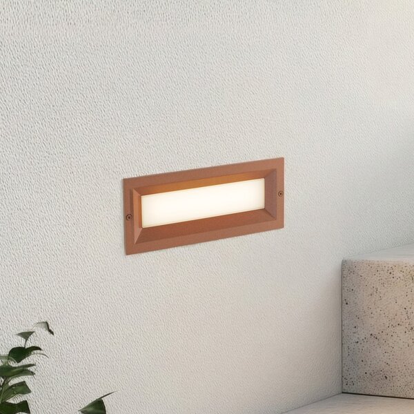 Lucande LED-svetilka za vgradnjo v steno Lachlain, rjava, 25 cm, IP65, Rjava / rjasta, Aluminij, Sodobni, Vgreznjena stena