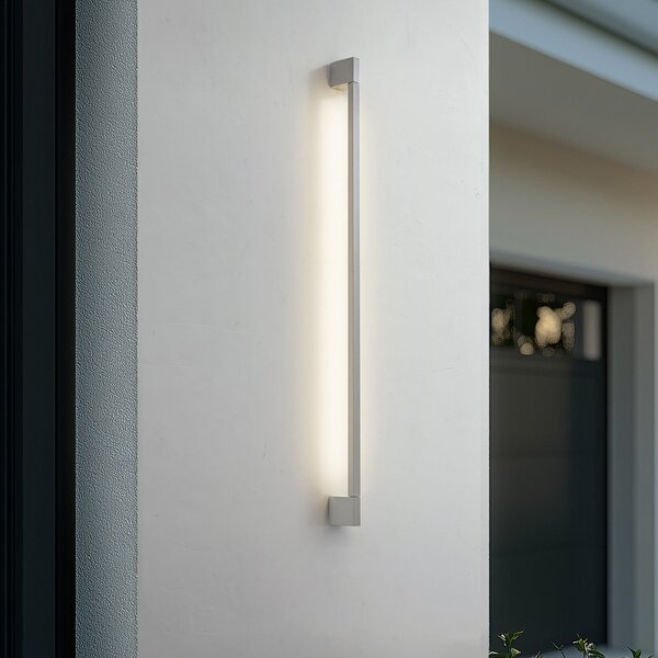Lindby LED zunanja stenska svetilka Neano, 120 cm, kamnito siva, IP54, Siva, Aluminij, Sodobni